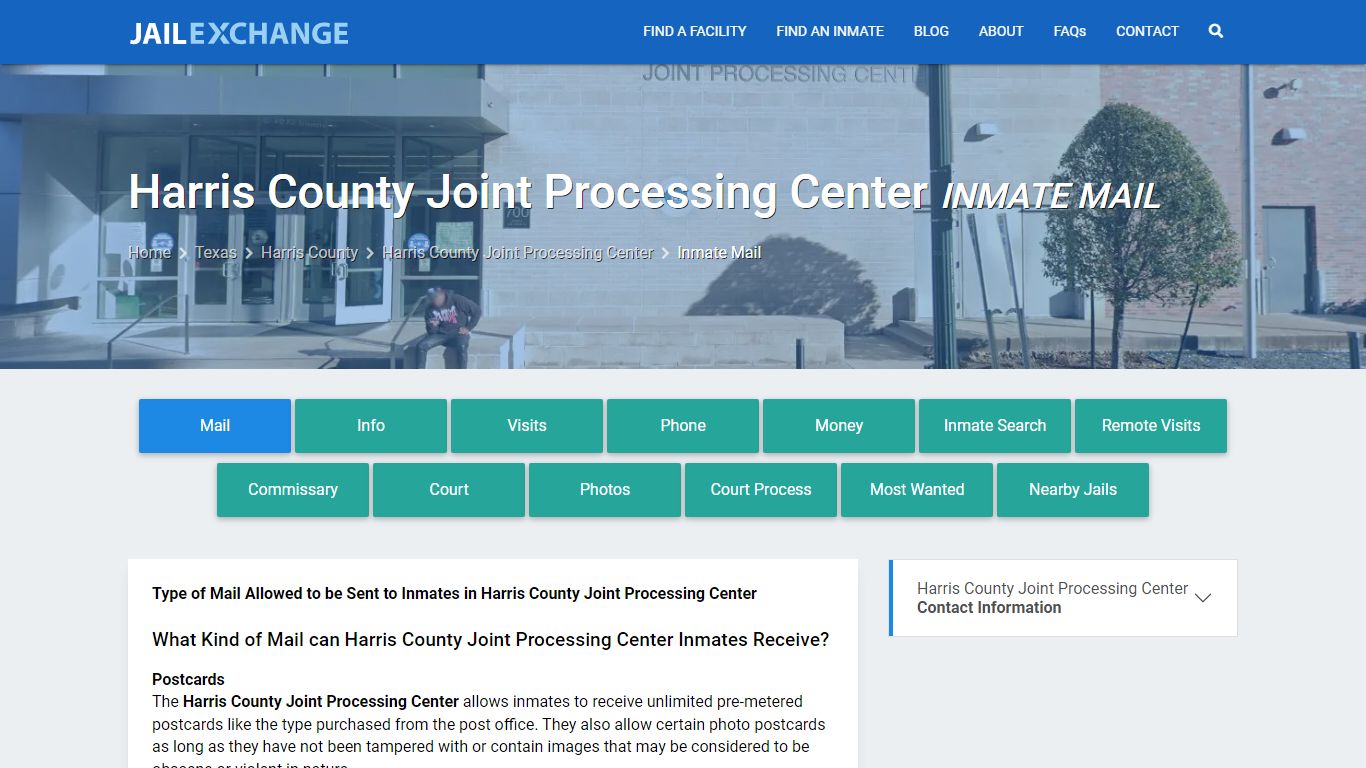 Inmate Mail - Harris County Joint Processing Center, TX - Jail Exchange